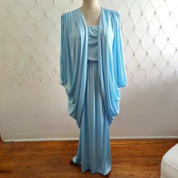 Vintage 70s Two Piece Dress w/ Cape Cover - Picture 1 of 9